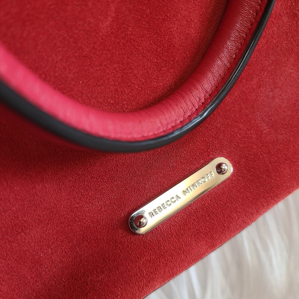 Rebecca Minkoff Purse Micro Bedford Zip Satchel Scarlet Red Crossbody Bag Tote - Picture 8 of 8